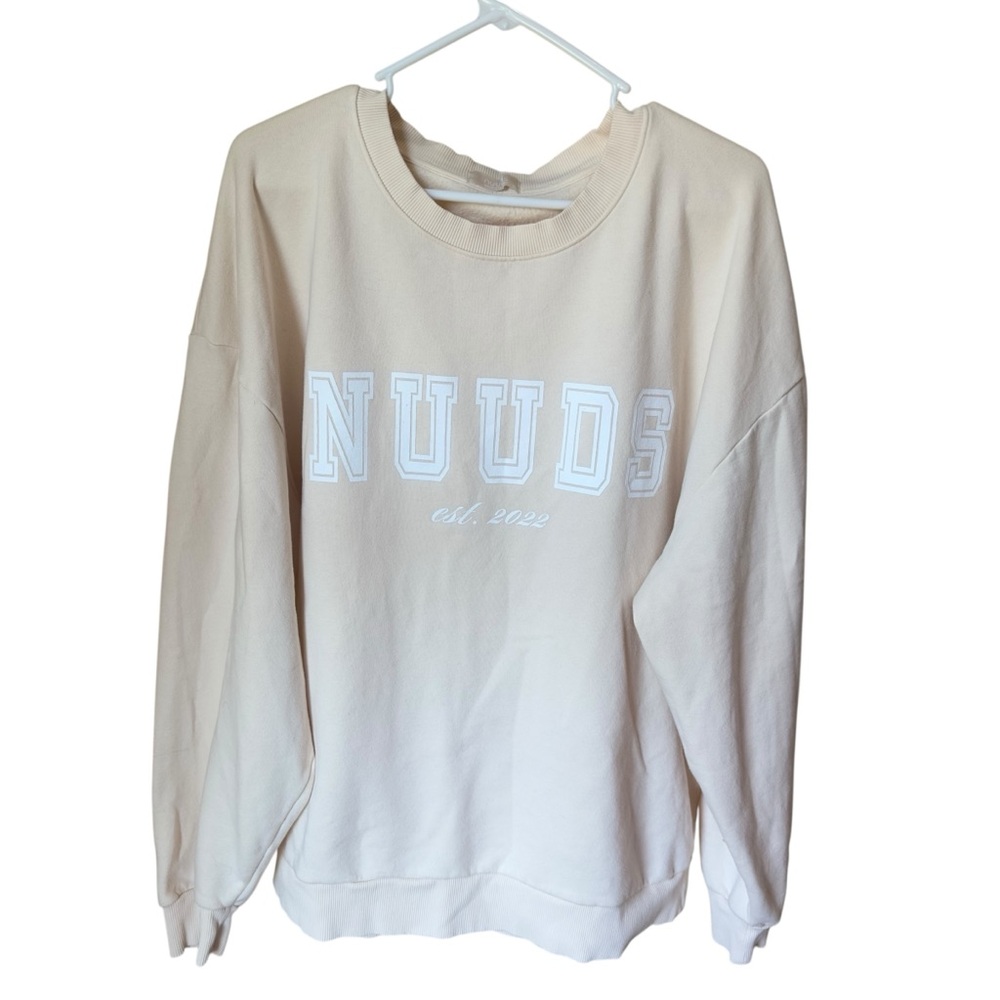 NUUDS Beige‎ Oversized Crewneck Sweatshirt Est. 2022 Birthday Drop XL